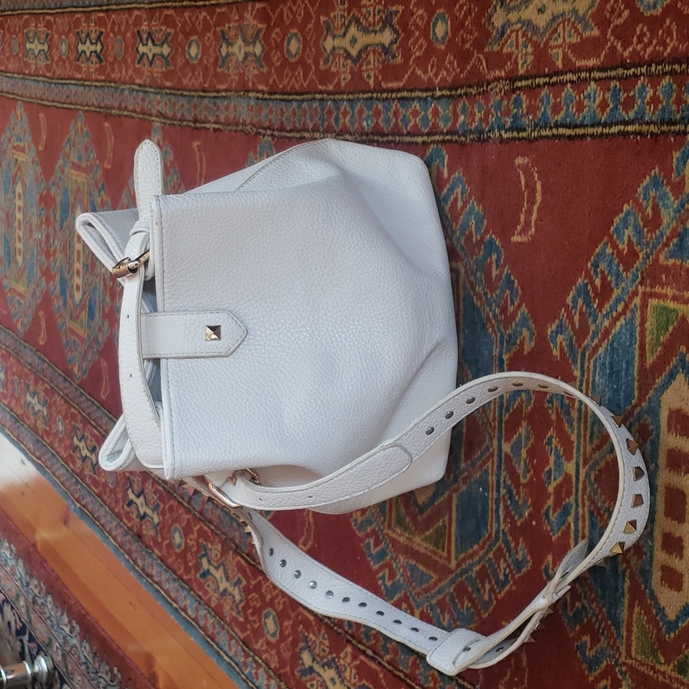 Medium white purse with studded strap
